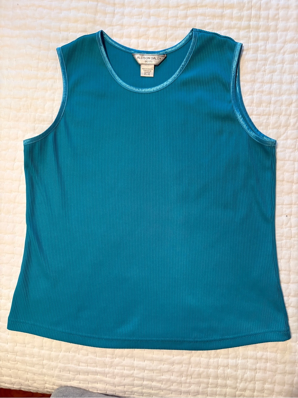 Allison Daley Teal Ribbed Sleeveless Top